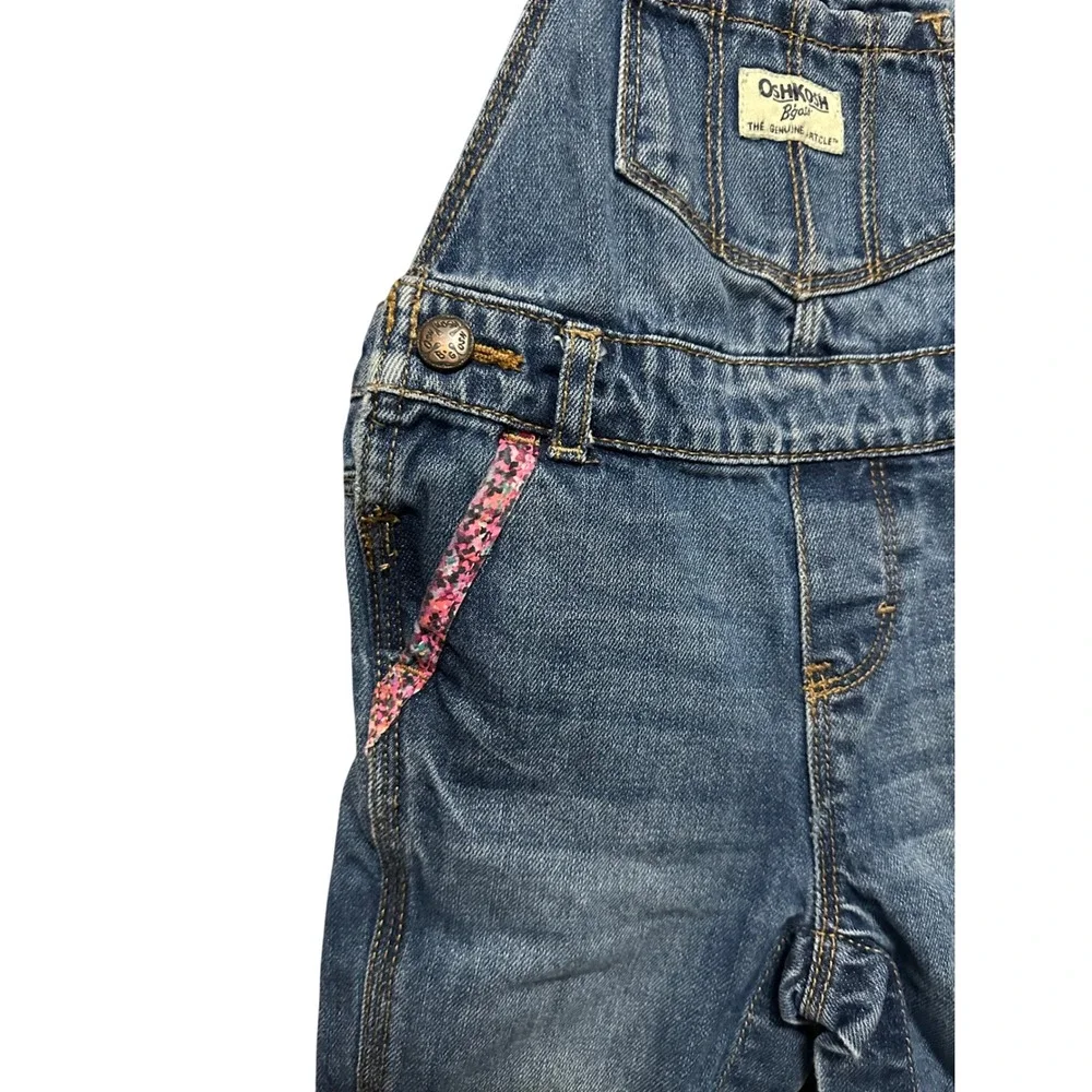 OshKosh B'gosh Denim Overalls Toddler‎ Baby Girls 18M Blue Floral Accents